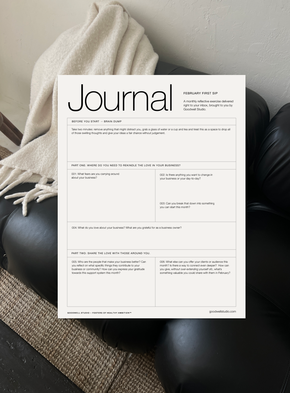 Journalling print out for entrepreneurs and business owners for February